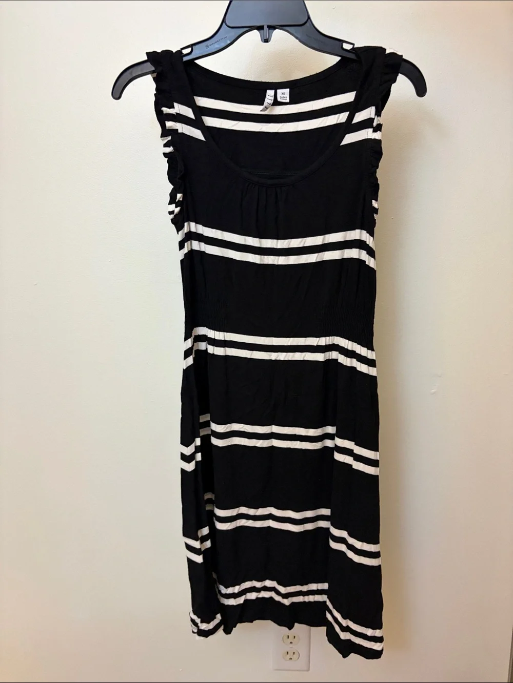 Elle Black and White Striped Sleeveless Dress